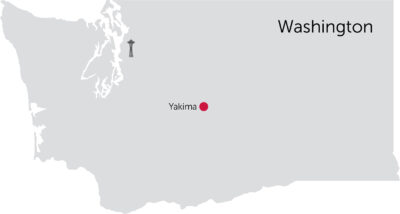 Map of Washington with Yakima highlighted