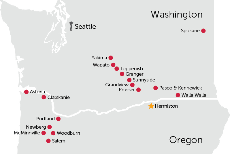 Washington and Oregon Clinic Map 2025-Hermiston