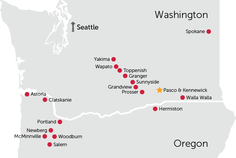 Washington and Oregon Clinic Map 2025-Tri-Cities