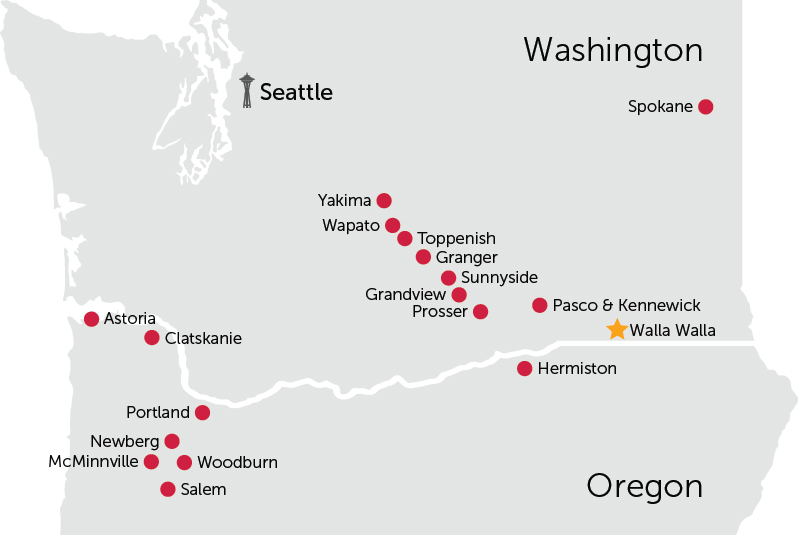 Washington and Oregon Clinic Map 2025-Walla Walla