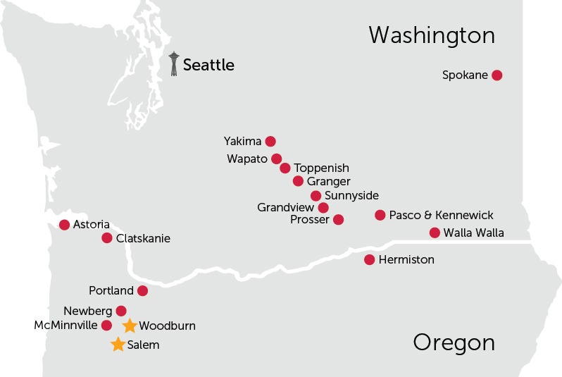 Washington and Oregon Clinic Map 2025_Salem_Woodburn