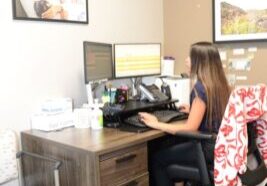 Viviana Larios, a WIC Certifier at the West Valley WIC office, sends a referral to a WIC Breastfeeding Peer Counselor for a mother who requested help with breastfeeding. 