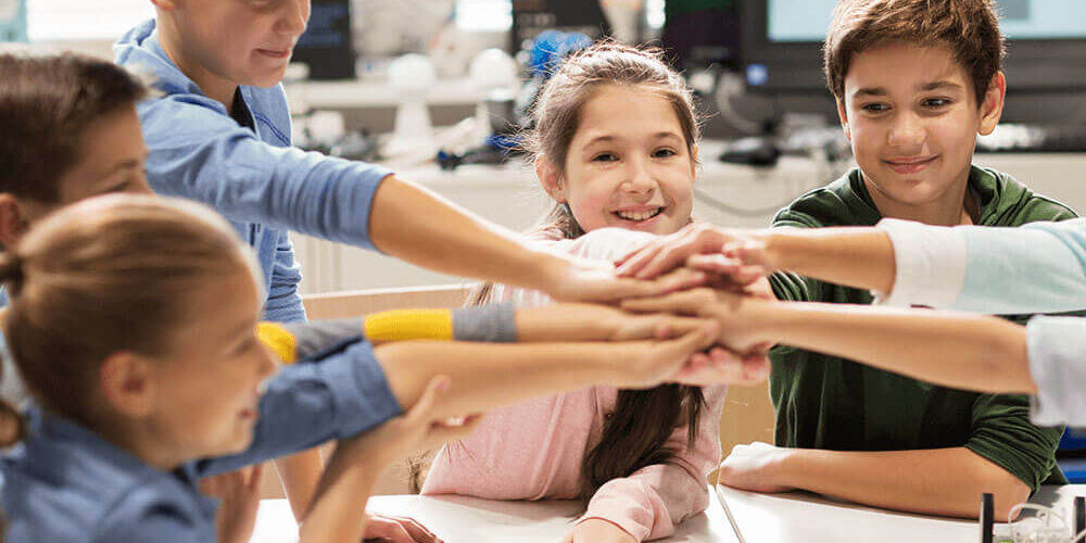 Group of children working together in a classroom